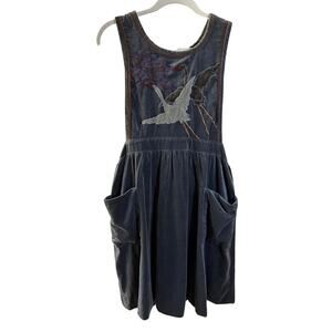 0185 Vintage White Duck San Francisco Appliqué Pocket Dress Small